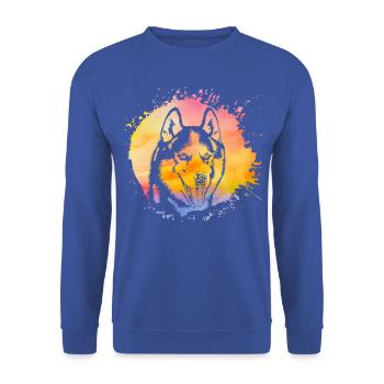 Chien Husky - Sweat-shirt Unisexe - bleu royal - Devant - Alina (178cm) & Michal (187cm)