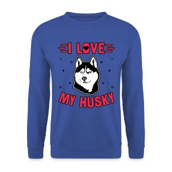 J’aime mon husky - Sweat-shirt Unisexe - bleu royal - Devant - Alina (178cm) & Michal (187cm)