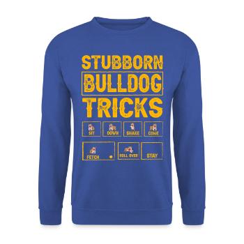 Stubborn Bulldog Tricks - Unisex Pullover - Royalblau - Vorne - Alina (178cm) & Michal (187cm)
