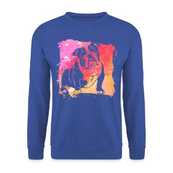 Englische Bulldogge Retro - Unisex Pullover - Royalblau - Vorne - Alina (178cm) & Michal (187cm)