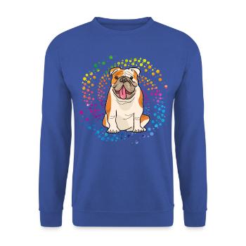 Englische Bulldogge Retro - Unisex Pullover - Royalblau - Vorne - Alina (178cm) & Michal (187cm)