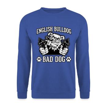 English Bulldog Bad Dog - Unisex Sweatshirt - royal blue - Front - Alina (178cm) & Michal (187cm)