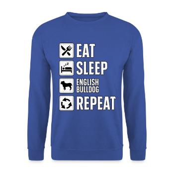 Eat Sleep English Bulldog Repeat - Unisex Sweatshirt - royal blue - Front - Alina (178cm) & Michal (187cm)