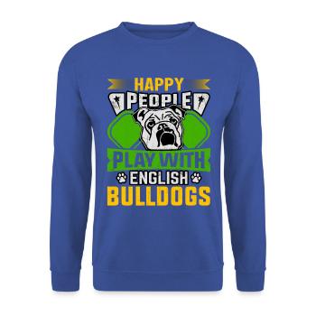 Des gens heureux jouent avec des bouledogues anglais - Sweat-shirt Unisexe - bleu royal - Devant - Alina (178cm) & Michal (187cm)