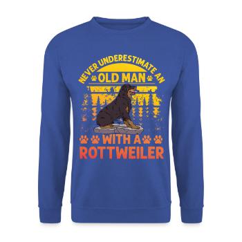 Ne sous-estimez jamais un vieil homme avec un Rottweiler - Sweat-shirt Unisexe - bleu royal - Devant - Alina (178cm) & Michal (187cm)