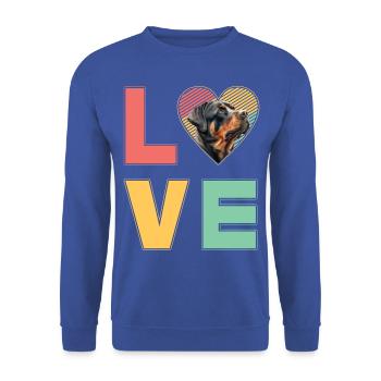 Love Rottweiler - Unisex Sweatshirt - royal blue - Front - Alina (178cm) & Michal (187cm)