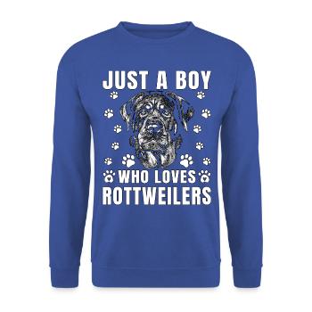 Just a Boy who loves Rottweilers - Unisex Pullover - Royalblau - Vorne - Alina (178cm) & Michal (187cm)