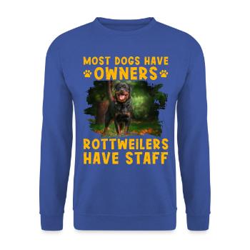 La plupart des chiens ont des propriétaires Les rottweilers ont du personnel - Sweat-shirt Unisexe - bleu royal - Devant - Alina (178cm) & Michal (187cm)