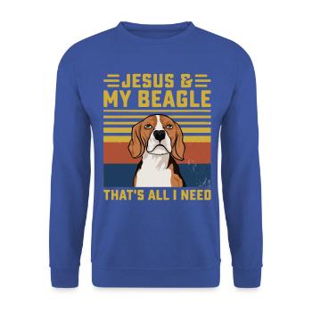 Jesus my Beagle that's all I need - Unisex Pullover - Royalblau - Vorne - Alina (178cm) & Michal (187cm)