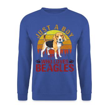 Just a Boy who loves Beagles - Unisex Pullover - Royalblau - Vorne - Alina (178cm) & Michal (187cm)