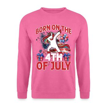 Né le 4 juillet - Sweat-shirt Unisexe - rose - Devant