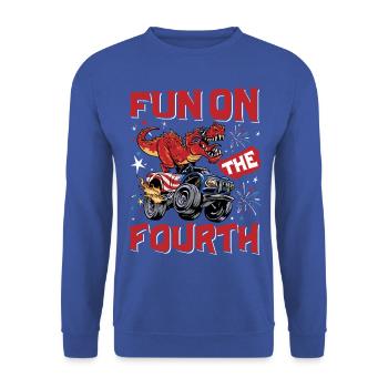 Amusement sur le quatrième - Sweat-shirt Unisexe - bleu royal - Devant - Alina (178cm) & Michal (187cm)