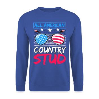 All American Country Stud - Unisex Pullover - Royalblau - Vorne - Alina (178cm) & Michal (187cm)