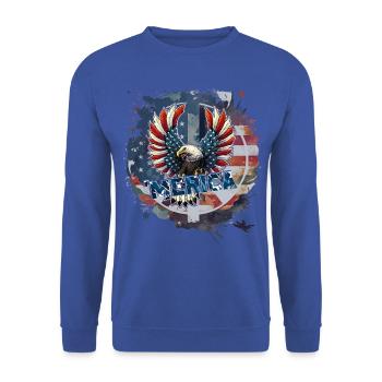 4 juillet - Sweat-shirt Unisexe - bleu royal - Devant - Alina (178cm) & Michal (187cm)