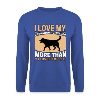 I love my Labrador Retriever more than I love - Unisex Pullover - Royalblau - Vorne - Alina (178cm) & Michal (187cm)