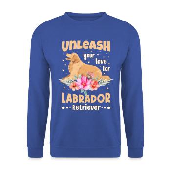 unleash your love for labrador retriever - Unisex Pullover - Royalblau - Vorne - Alina (178cm) & Michal (187cm)