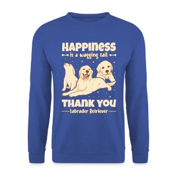 Happiness is a wagging tail thank you Labrador - Unisex Sweatshirt - royal blue - Front - Alina (178cm) & Michal (187cm)