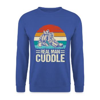 Real Man Cuddle Jiu-Jitsu - Unisex Pullover - Royalblau - Vorne - Alina (178cm) & Michal (187cm)