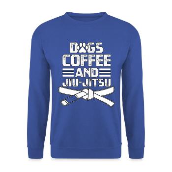 Chiens Café et Jiu-Jitsu - Sweat-shirt Unisexe - bleu royal - Devant - Alina (178cm) & Michal (187cm)