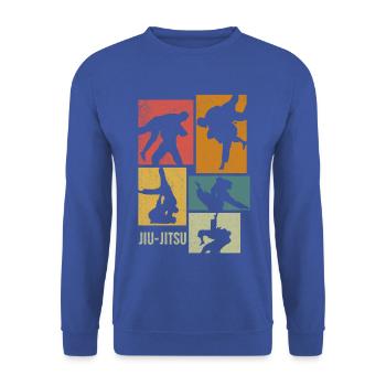 Jiu-Jitsu Brésilien Rétro - Sweat-shirt Unisexe - bleu royal - Devant - Alina (178cm) & Michal (187cm)
