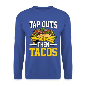 Tapez sur les sorties, puis sur les tacos, BJJ - Sweat-shirt Unisexe - bleu royal - Devant - Alina (178cm) & Michal (187cm)