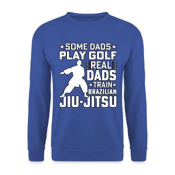 Certains papas jouent au golf Les vrais papas s’entraînent au jiu-jitsu - Sweat-shirt Unisexe - bleu royal - Devant - Alina (178cm) & Michal (187cm)
