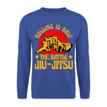 Rouler, c’est la moitié de la bataille du Jiu-Jitsu brésilien - Sweat-shirt Unisexe - bleu royal - Devant - Alina (178cm) & Michal (187cm)