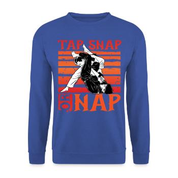 Jiu-Jitsu brésilien Tap Snap ou Sieste - Sweat-shirt Unisexe - bleu royal - Devant - Alina (178cm) & Michal (187cm)