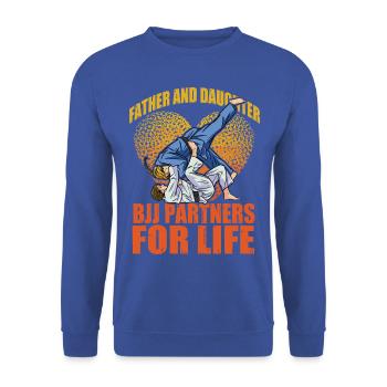Père et fille BJJ Partenaires pour la vie - Sweat-shirt Unisexe - bleu royal - Devant - Alina (178cm) & Michal (187cm)
