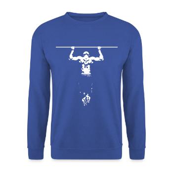 Klimmzug Sport Fitness Motiv Geschenk - Unisex Pullover - Royalblau - Vorne - Alina (178cm) & Michal (187cm)