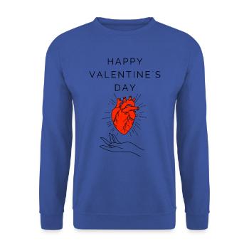 Happy Valentines Day, - Unisex Pullover - Royalblau - Vorne - Alina (178cm) & Michal (187cm)