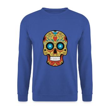 Tête de mort mexicaine - Sweat-shirt Unisexe - bleu royal - Devant - Alina (178cm) & Michal (187cm)