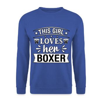 This girl loves her boxer - Unisex Pullover - Royalblau - Vorne - Alina (178cm) & Michal (187cm)