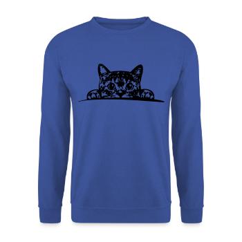 Katze, Cat, Mietze - Unisex Pullover - Royalblau - Vorne - Alina (178cm) & Michal (187cm)