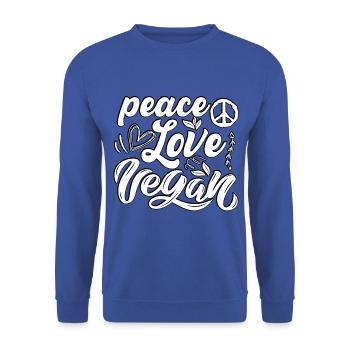 Peace love vegan - Unisex Sweatshirt - royal blue - Front - Alina (178cm) & Michal (187cm)