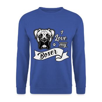 I love my Boxer - Unisex Pullover - Royalblau - Vorne - Alina (178cm) & Michal (187cm)