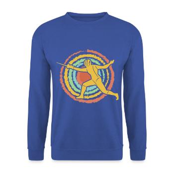 Fechten Retro - Unisex Pullover - Royalblau - Vorne - Alina (178cm) & Michal (187cm)