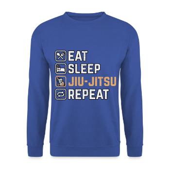Manger Sommeil Jiu-Jitsu Répéter - Sweat-shirt Unisexe - bleu royal - Devant - Alina (178cm) & Michal (187cm)