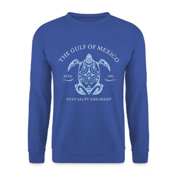 The Gulf of Mexico Estd 1550 Stay Salty And Resist - Unisex Sweatshirt - royal blue - Front - Alina (178cm) & Michal (187cm)