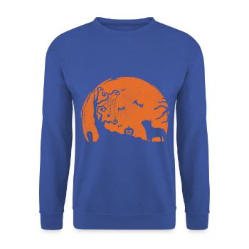 Fanzösische Bulldogge Halloween - Unisex Pullover - Royalblau - Vorne - Alina (178cm) & Michal (187cm)