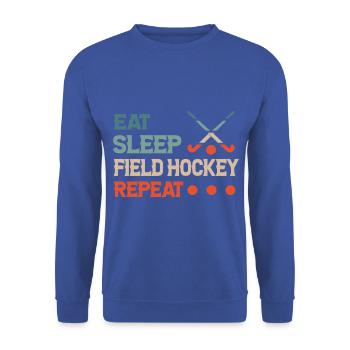 Eat Sleep Field Hockey Repeat - Unisex Pullover - Royalblau - Vorne - Alina (178cm) & Michal (187cm)