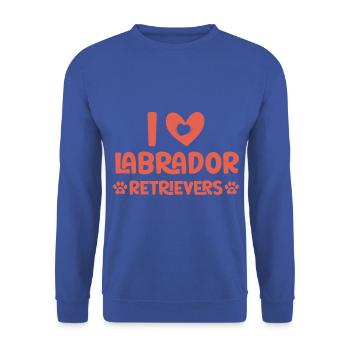 I love Labrador Retrievers - Unisex Pullover - Royalblau - Vorne - Alina (178cm) & Michal (187cm)