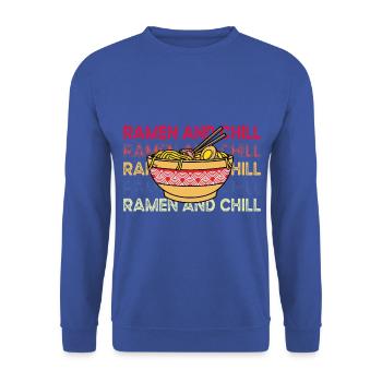Ramen and Chill - Unisex Pullover - Royalblau - Vorne - Alina (178cm) & Michal (187cm)