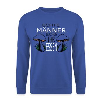 Pilz Männer suchen sich ihr Essen - Unisex Pullover - Royalblau - Vorne - Alina (178cm) & Michal (187cm)