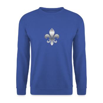 Fleur de Lys / Fleur de Lis Metallic silver look - Unisex Sweatshirt - royal blue - Front - Alina (178cm) & Michal (187cm)