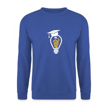 Mouche de mortier ampoule - cadeau de graduation - Sweat-shirt Unisexe - bleu royal - Devant - Alina (178cm) & Michal (187cm)