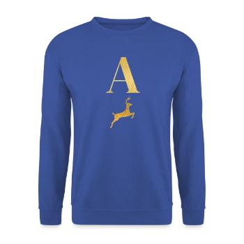 Brief an einen goldenen Hirsch - Geschenkidee - Unisex Pullover - Royalblau - Vorne - Alina (178cm) & Michal (187cm)