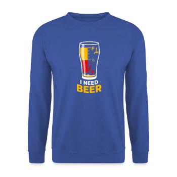 Ich brauche Bier Tankanzeige - I Need Beer - Unisex Pullover - Royalblau - Vorne - Alina (178cm) & Michal (187cm)