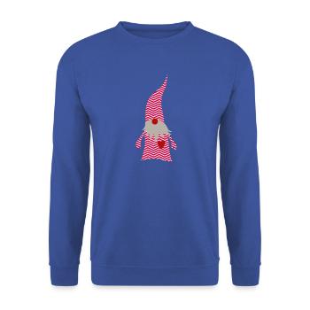 Wichtel Muster zickzack Herz Weihnachten Deko Herz - Unisex Pullover - Royalblau - Vorne - Alina (178cm) & Michal (187cm)