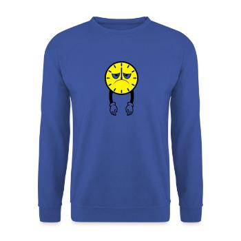 Uhr Uhr Uhrzeitprime Müdigkeit - Unisex Pullover - Royalblau - Vorne - Alina (178cm) & Michal (187cm)